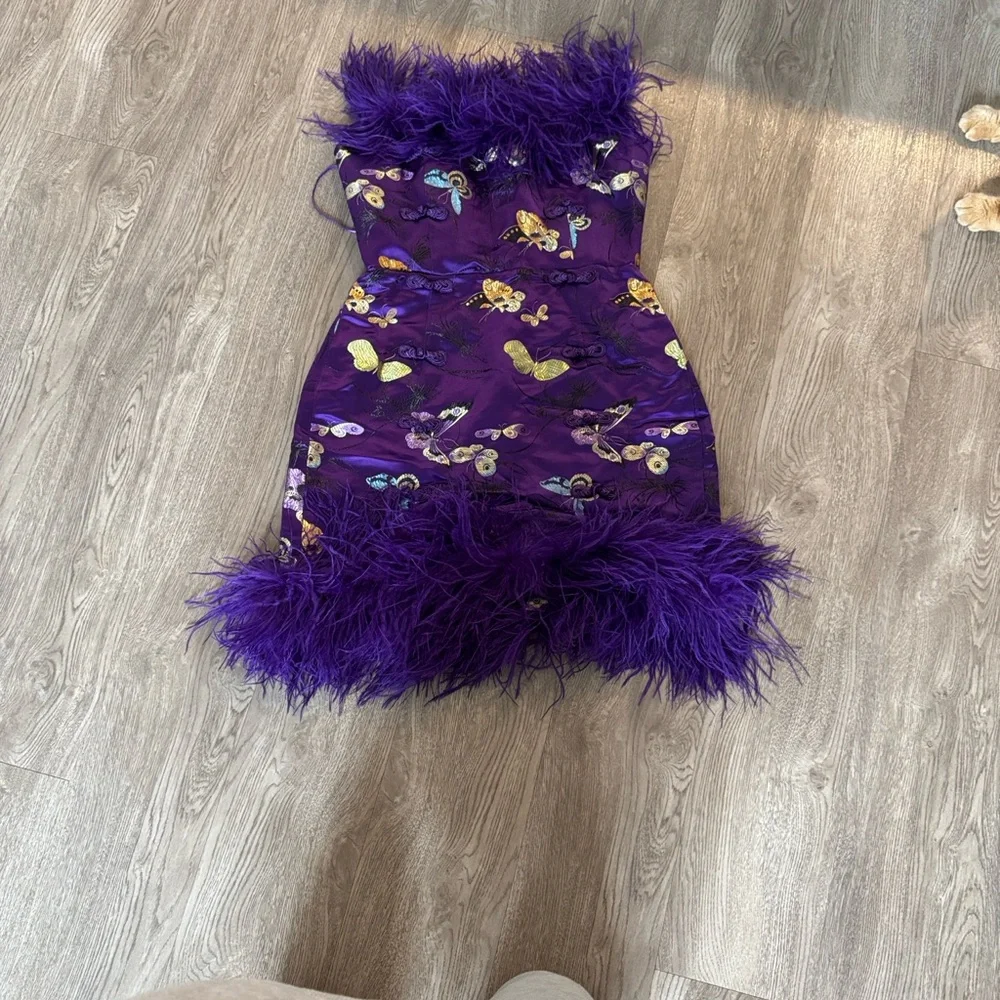 Sau Lee Feathered Women's Dress with tags - Picture 3 of 6